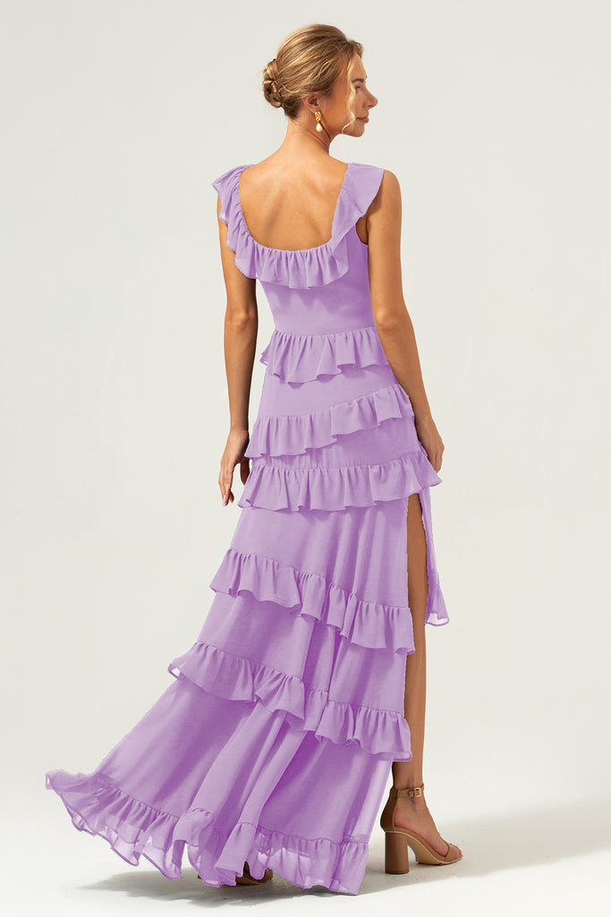 Full Pleated Skirt Chiffon Bridesmaid Dress Dark Navy