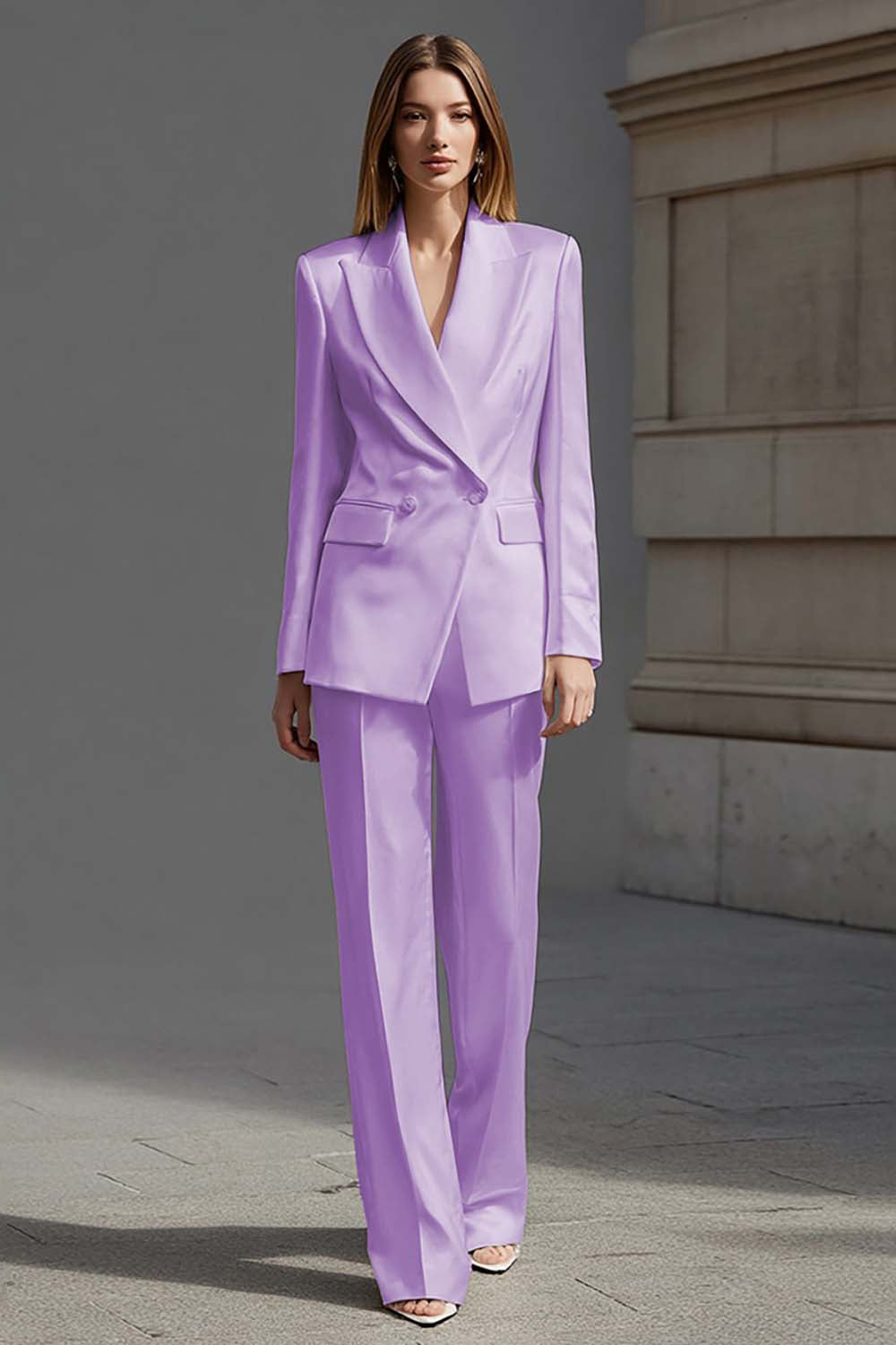 Ivory Peak Lapel Double Breasted 2 Piece Business Suits