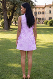 Hot Pink Short Floral High Neck A Line Homecoming Dress