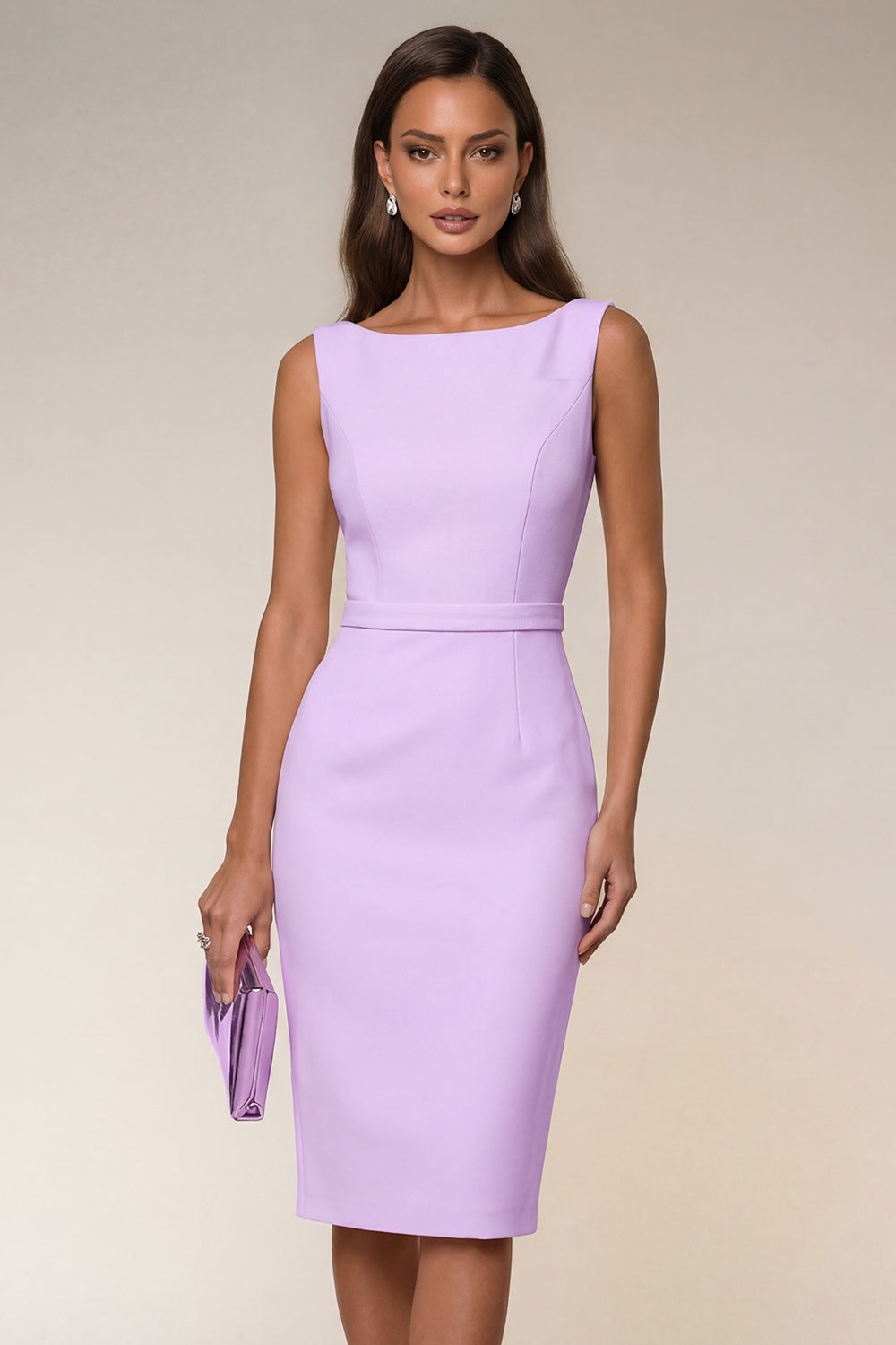 Navy Boat Neck Pencil Short Work Dress