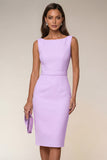Navy Boat Neck Pencil Short Work Dress