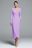 Ivory Satin V-Neck Sheath Long Sleeves Work Dress