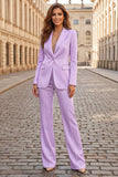 2 Piece Sky Blue Peak Lapel Single Breasted Satin Business Suits