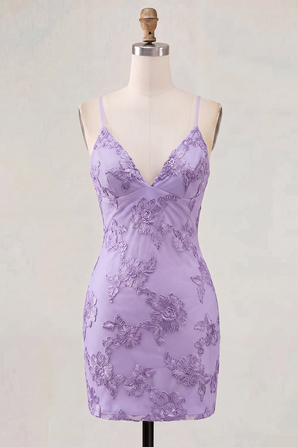 Tight Short Fuchsia Spaghetti Straps Floral Homecoming Dress