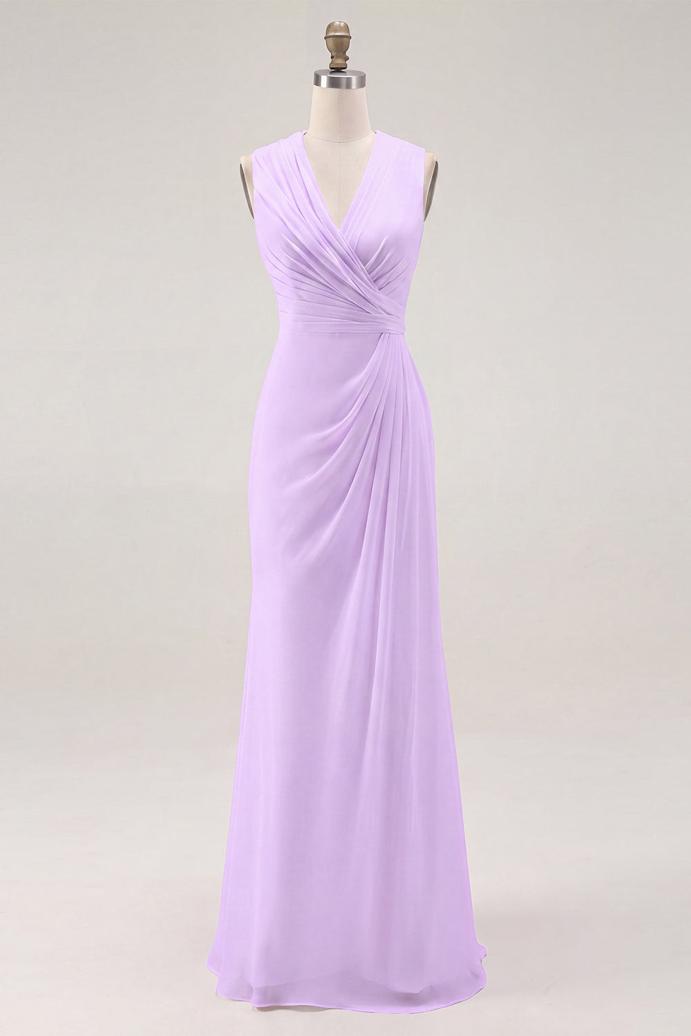 White Chiffon V-Neck Sheath Sleeveless Long Rehearsal Dinner Dress