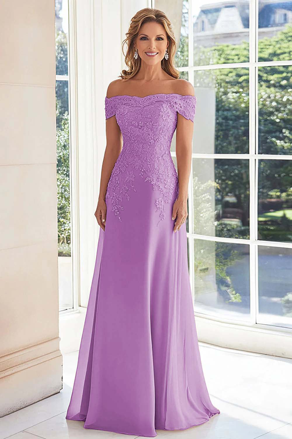 Zapakasa Women Elegant Taupe Mother of the Bride with Lace Appliques Off the Shoulder Chiffon Sheath Long Formal Dress Zapakasa Women Elegant Taupe Mother of the Bride with Lace Appliques Off the Shoulder Chiffon Sheath Long Formal Dress