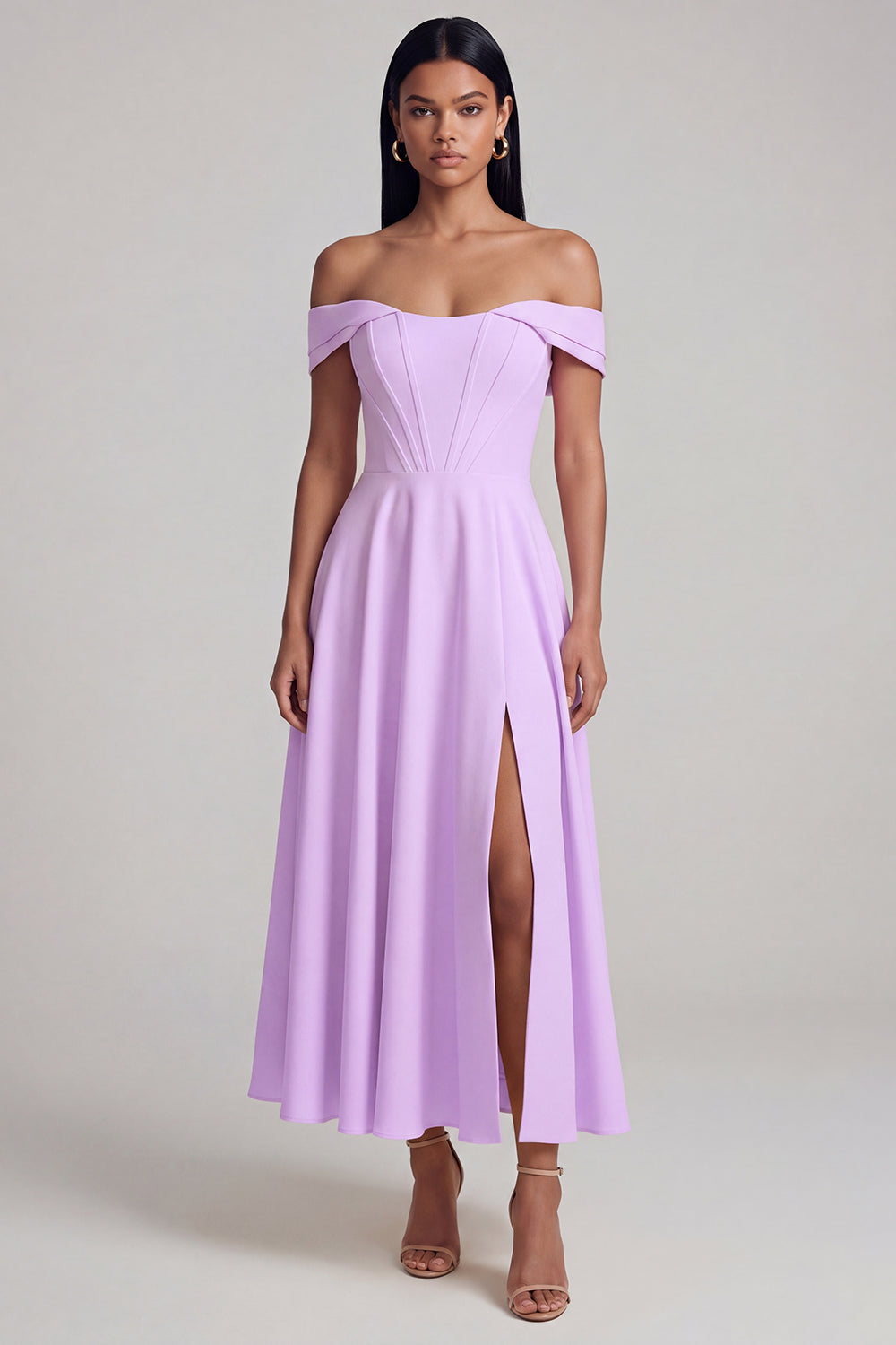 Corset Butter Yellow A Line Maxi Beach Wedding Guest Dress with Slit
