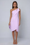 Black Pencil Knee Length One Shoulder Work Dress