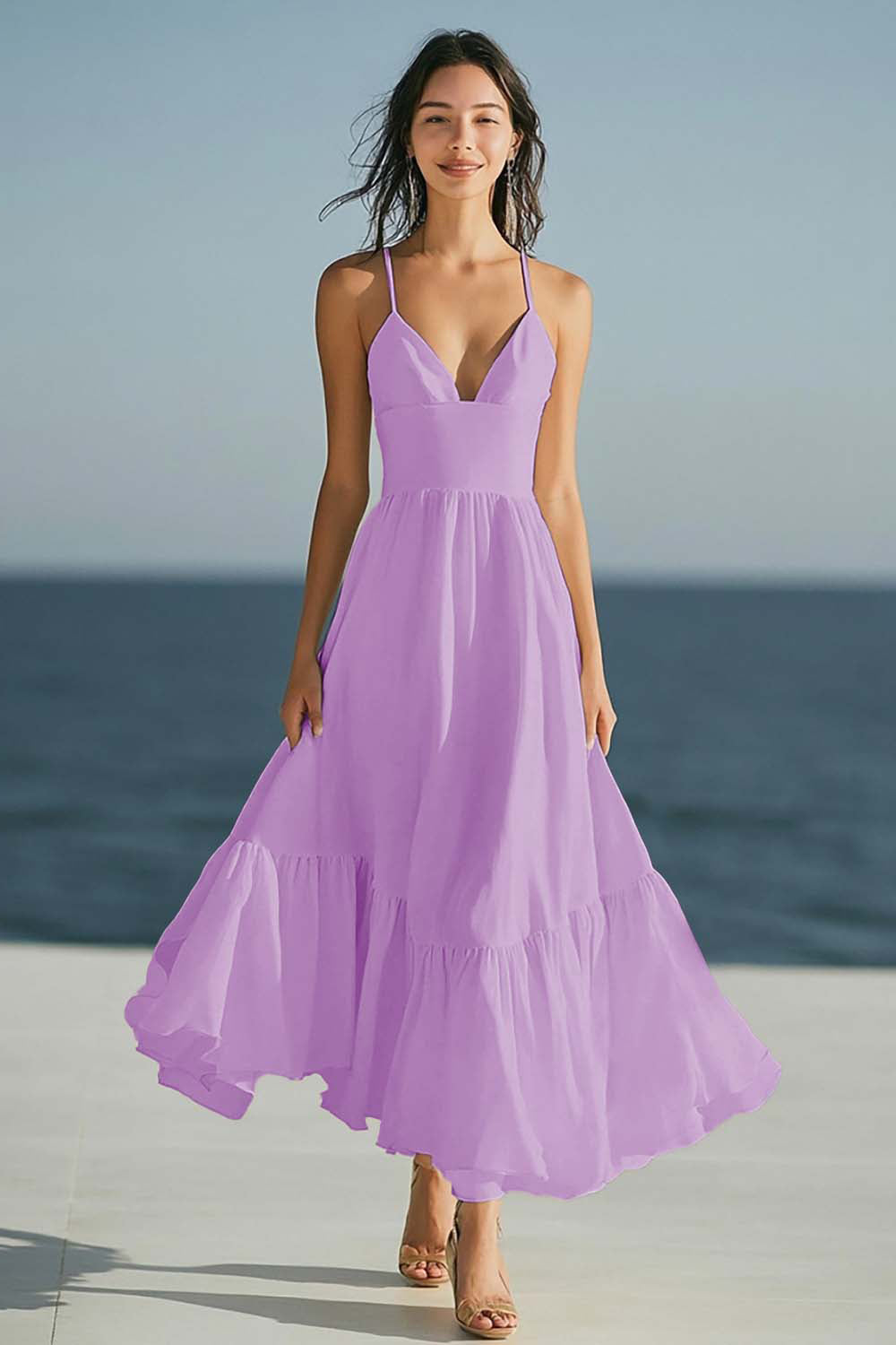 Zapakasa Women Dusty Rose Beach Engagement Dress Spaghetti Straps Maxi Wedding Reception Dress Zapakasa Women Dusty Rose Beach Engagement Dress Spaghetti Straps Maxi Wedding Reception Dress