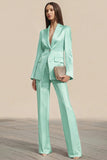 Dusty Rose 2 Piece Satin One Button Business Suits with Sleeves