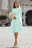 Ivory Satin Short A Line Wedding Dress with Sleeves