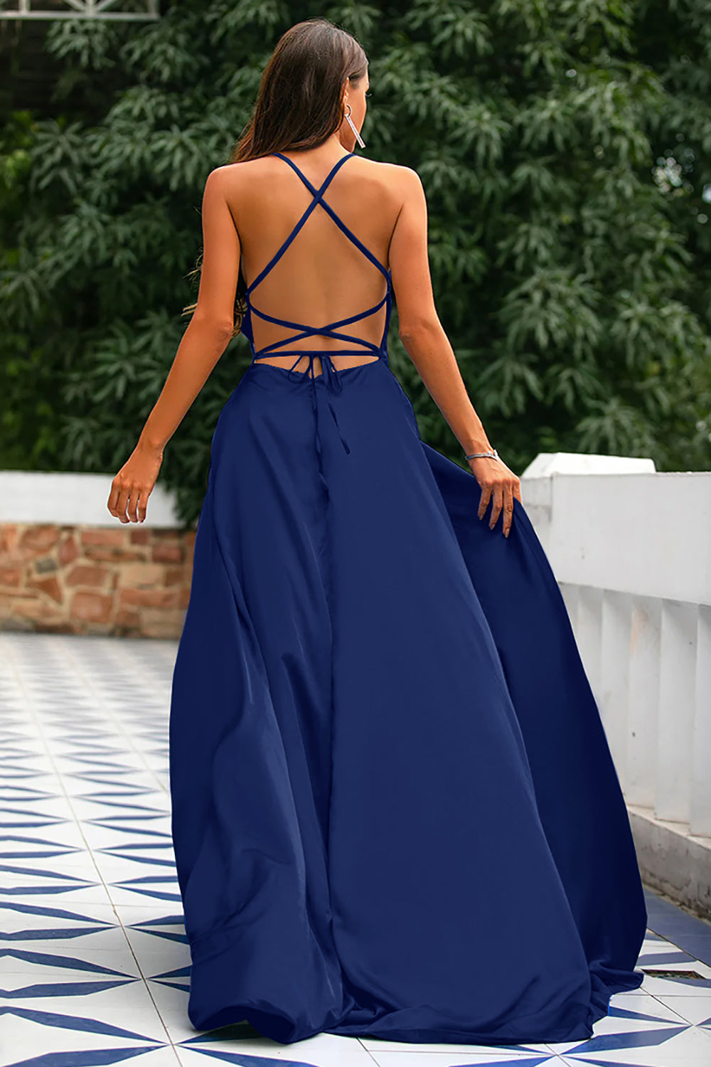 Zapakasa Women Fuchsia Backless Satin Long Prom Dress Zapakasa Women Fuchsia Backless Satin Long Prom Dress