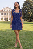 Pink Short Floral Thick Straps A Line Homecoming Dress with Bows