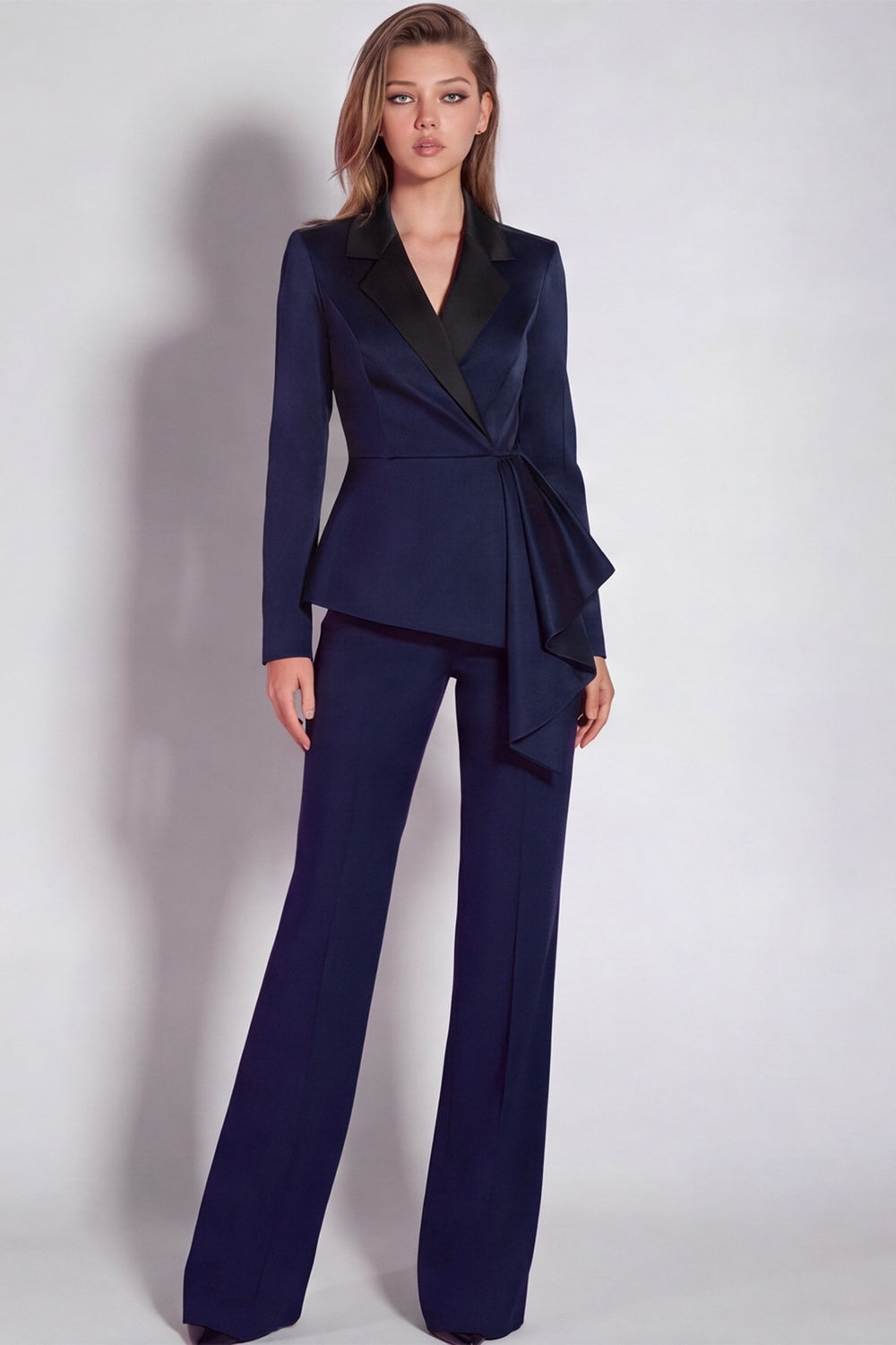 Notched Lapel Burgundy 2 Piece Business Suits with Sash