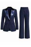 Dark Green Peak Lapel 2 Piece Slim Fit Single Breasted Prom Suits