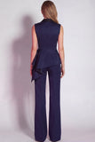 Burgundy 2 Piece Notched Lapel Business Suits with Sash