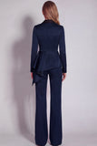 Notched Lapel Burgundy 2 Piece Business Suits with Sash