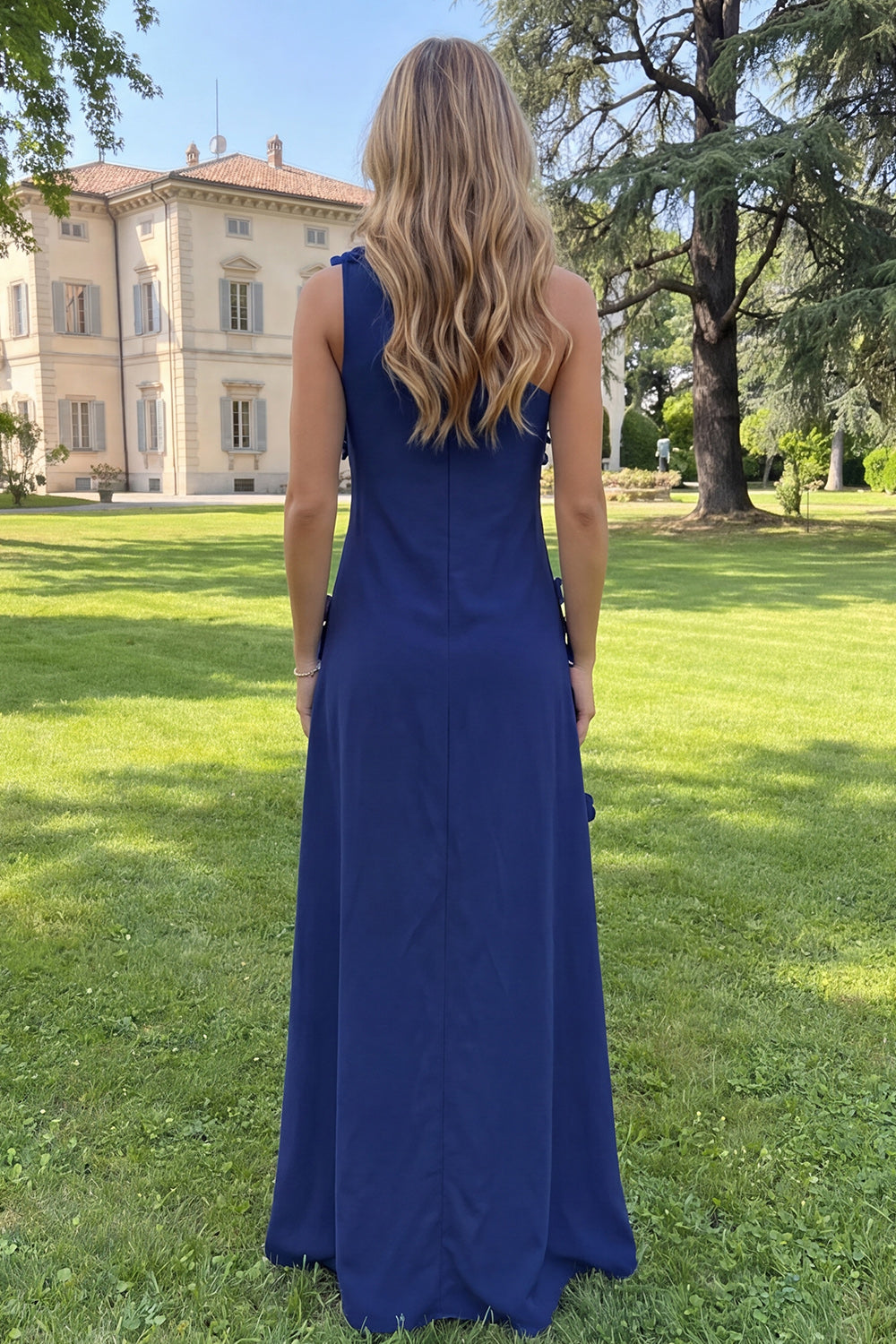 Yellow Sheath One Shoulder Floral Maxi Wedding Guest Dress