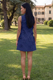 Hot Pink Short Floral High Neck A Line Homecoming Dress