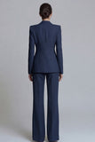 Pink 2 Piece One Button Slim Fit Peak Lapel Prom Suits with Pockets