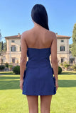 Hot Pink Short Floral Strapless Homecoming Dress