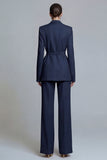 Yellow 2 Piece Notched Lapel Slim Fit Wide Leg Prom Suits with Sash