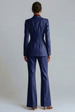 Khaki Peak Lapel 2 Piece Flared Single Breasted Business Suits with Pockets