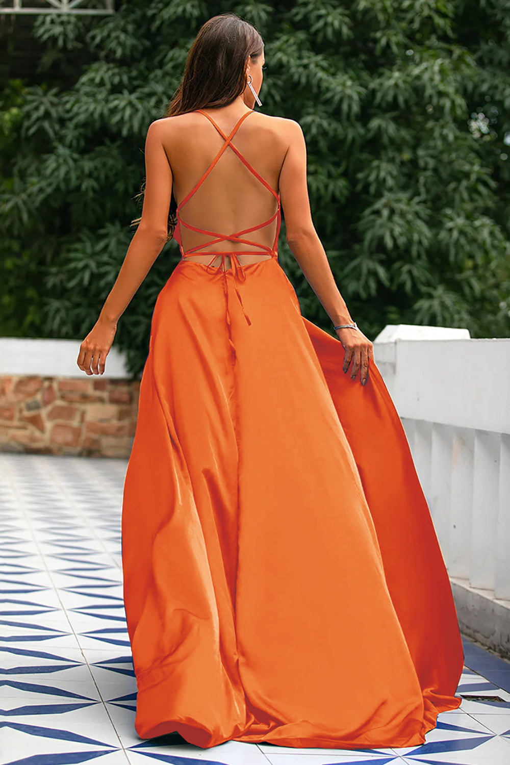 Zapakasa Women Fuchsia Backless Satin Long Prom Dress Zapakasa Women Fuchsia Backless Satin Long Prom Dress