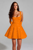Sparkly Ivory Sequin Scoop A Line Short Homecoming Dress with Bow