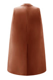 White Satin Peak Lapel Cape Short Work Blazer Dress with Belts