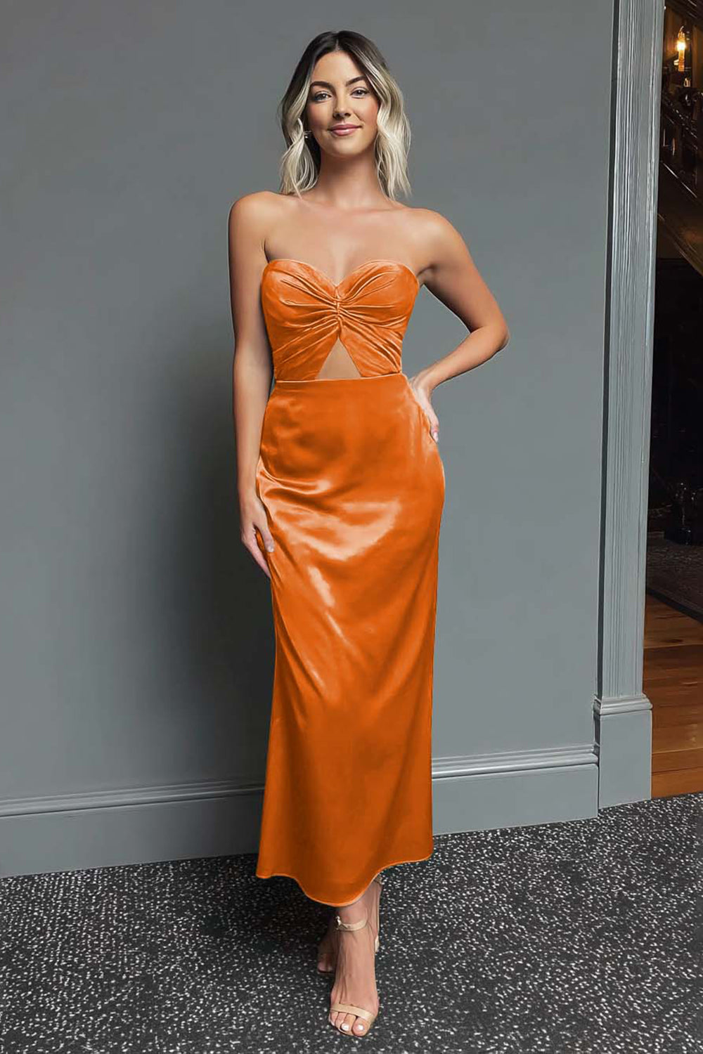 Dark Green Sweetheart Sheath Satin Long Formal Dress