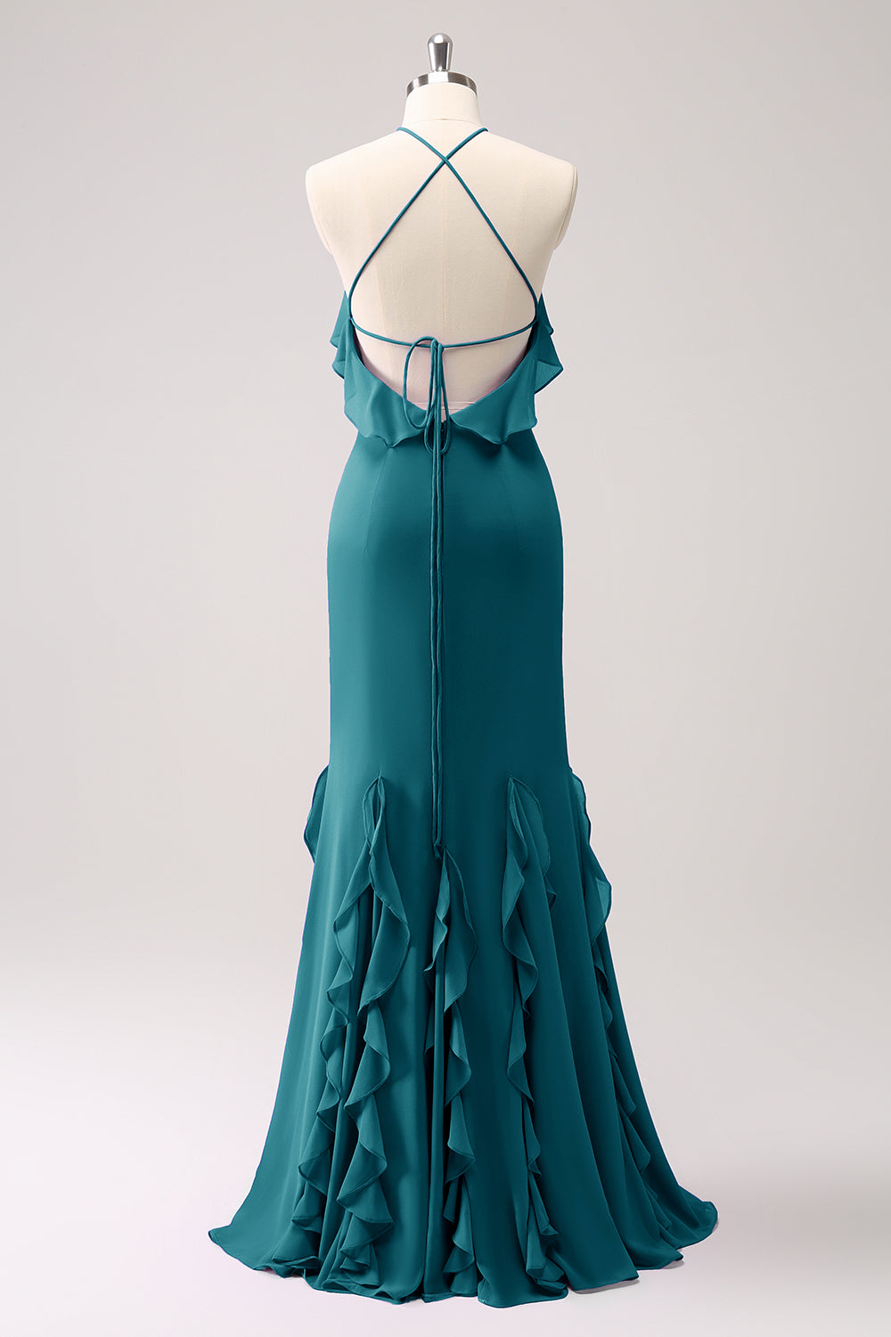ZAPAKASA Women Dusty Sage Mermaid Halter Ruffle Chiffon Long Bridesmaid Dress ZAPAKASA Women Dusty Sage Mermaid Halter Ruffle Chiffon Long Bridesmaid Dress