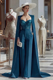 Cabernet Sparkly Long Sleeves Mother of the Bride Jumpsuits with Pockets