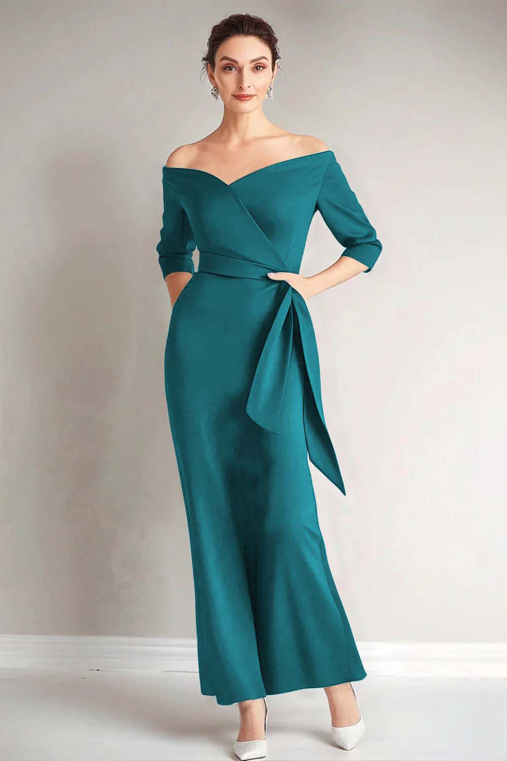 ZAPAKASA Women Navy Mother of The Bride Dress Mermaid Strapless Half Sleeves Wedding Guest Dress ZAPAKASA Women Navy Mother of The Bride Dress Mermaid Strapless Half Sleeves Wedding Guest Dress