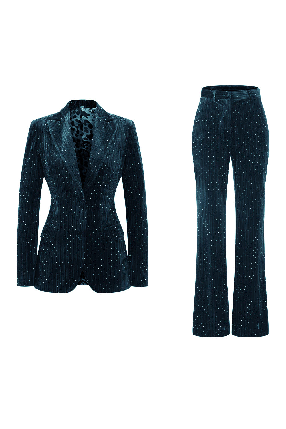 Sparkly Dark Green Peak Lapel 2 Piece Women Prom Suits