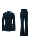 Sparkly Dark Green Peak Lapel 2 Piece Women Prom Suits
