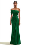Mermaid Dusty Sage One Shoulder Long Formal Dress with Pleated
