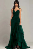 Ink Blue Sweetheart Ruched Chiffon Long Formal Dress with Ruffles