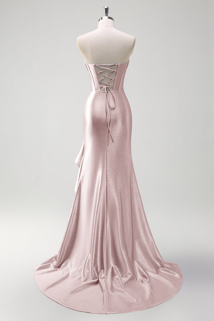 Stunning Strapless Pink Mermaid Prom Dress Sweetheart Evening Party Dress,DS3726