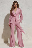 Ruffled Notched Lapel 2 Piece White Business Suits with Pockets
