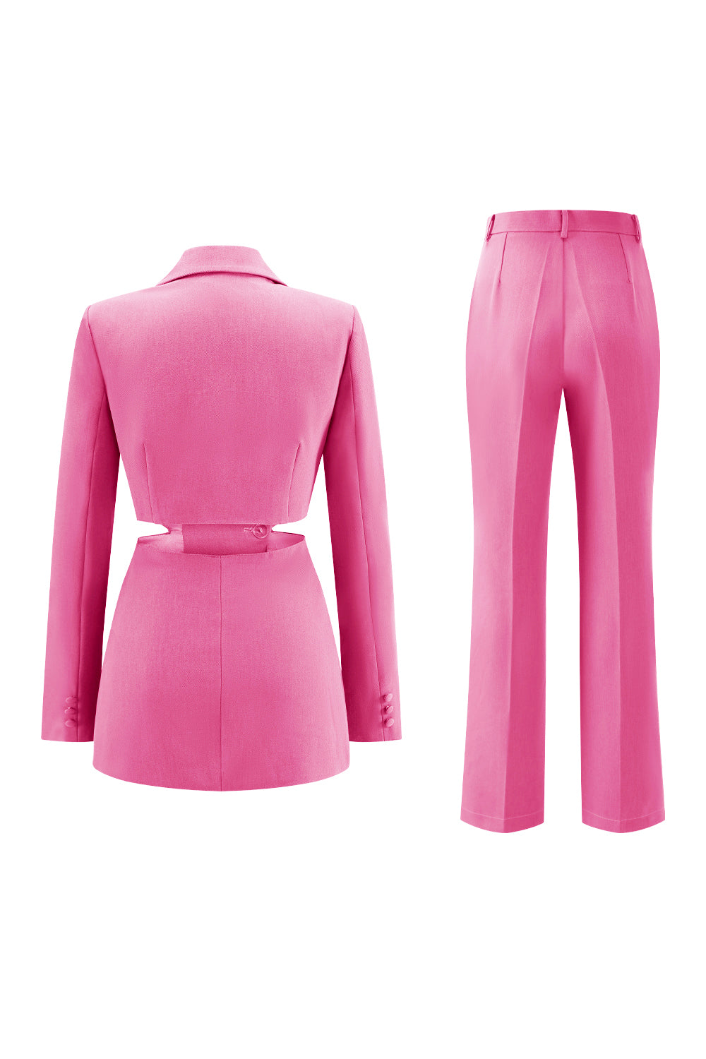 Grey Blue 2 Piece Cut Out Notched Lapel Women Prom Suits