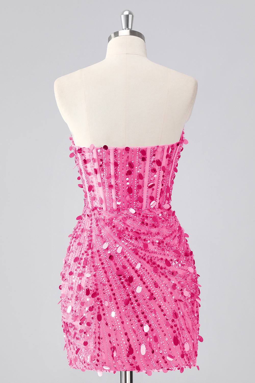 Sparkly Red Corset Sequins Strapless Short Homecoming Dress