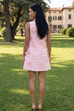 Hot Pink Short Floral High Neck A Line Homecoming Dress