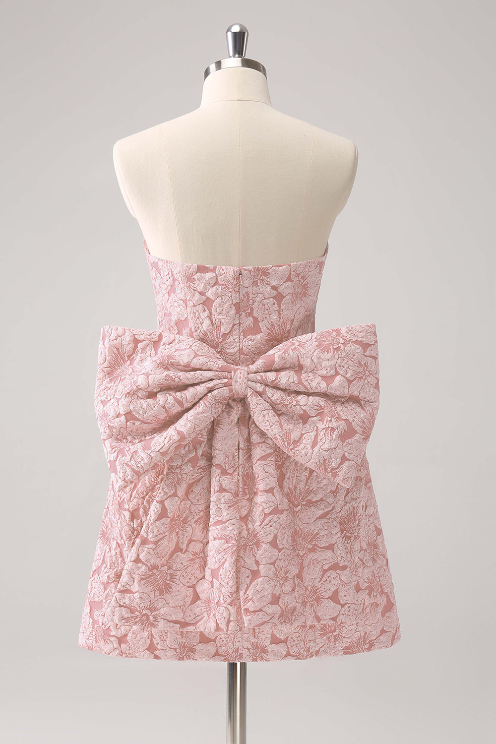 Sage Green Floral Strapless A Line Short Homecoming Dress with Bow