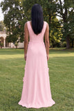Butter Yellow Sheath V-Neck Floral Long Wedding Guest Dress
