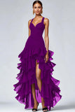 Black Organza Sweetheart Ruffled High-Low Formal Dress