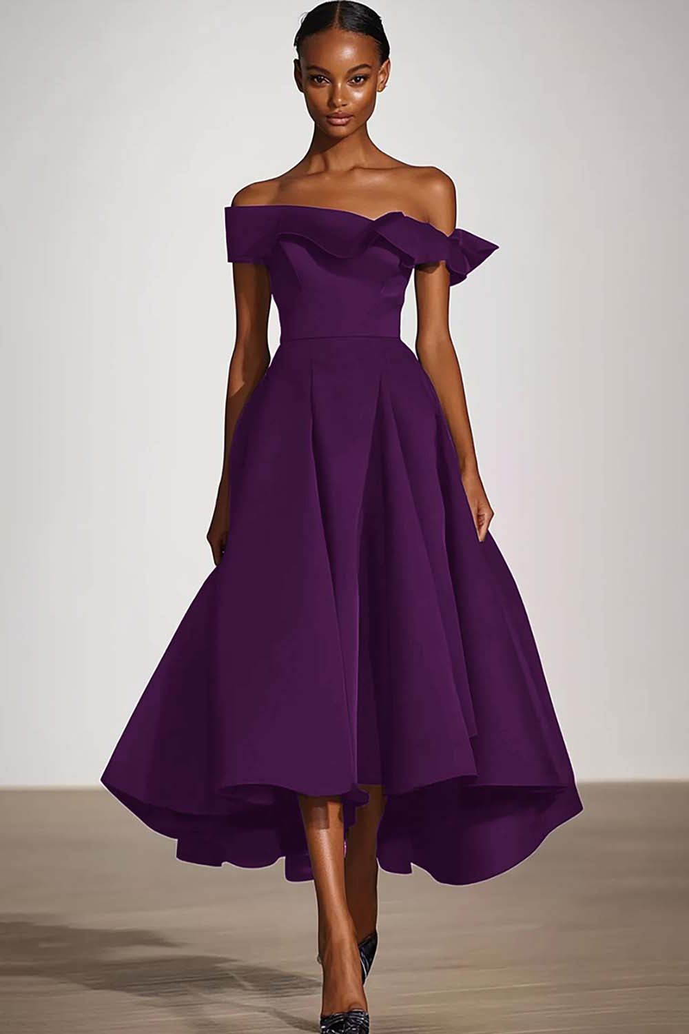 ZAPAKASA Women Off the Shoulder Black A Line Knee-Length Formal Dress Ruched Square Neck Satin Long Prom Dress ZAPAKASA Women Off the Shoulder Black A Line Knee-Length Formal Dress Ruched Square Neck Satin Long Prom Dress
