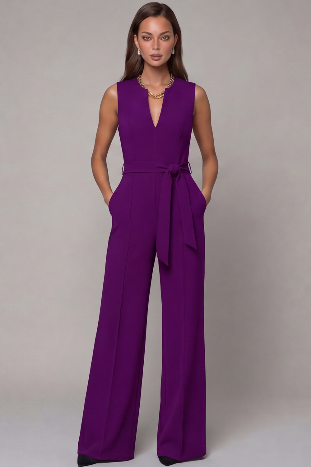 Navy Satin Slim Fit Work Jumpsuits with Pockets