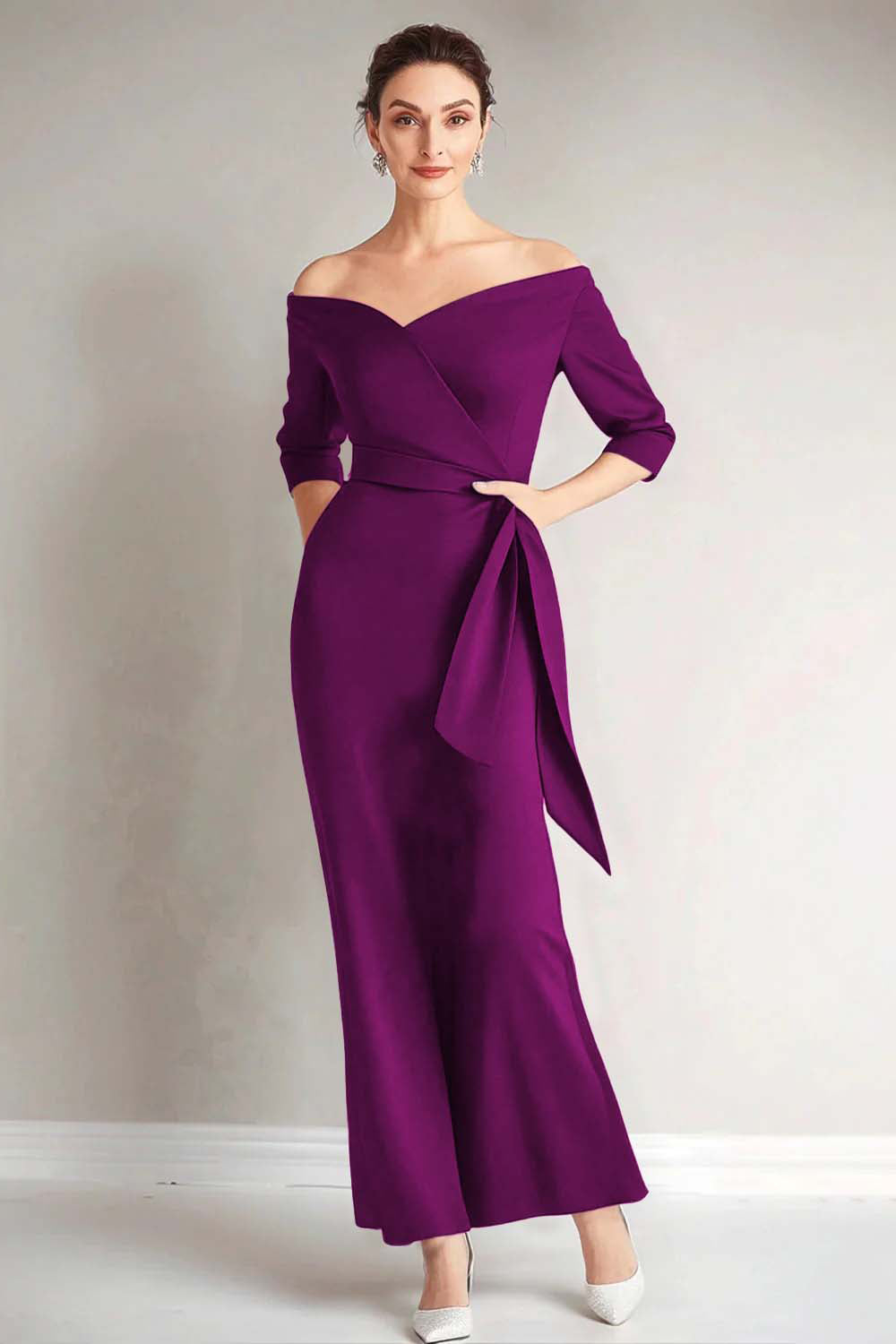 plum mermaid bridesmaid dresses Azazie Mermaid Sweetheart Long Sleeve Floor-Length Chiffon Bridesmaid Dresses