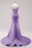Orange Corset Sequined Long Prom Dress with Slit
